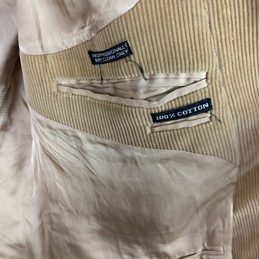 Vintage Garrison Park Corduroy Blazer Mens 50 Elbow Patch Beige Teacher Academia - Picture 4 of 11